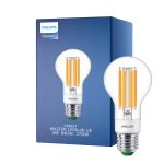 Philips MASTER LED Bulbo Ultra Efficient E27 Pera Chiara 4W 840lm - 827 Bianco Molto Caldo | Dimmerabile - Sostitutiva 60W