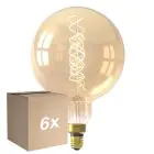 Confezione Multipack 6x Calex XXL Mega Oro Globe LED E27 G200 Filamento 3W 250lm- 822 Bianco Molto Caldo | Dimmerabile